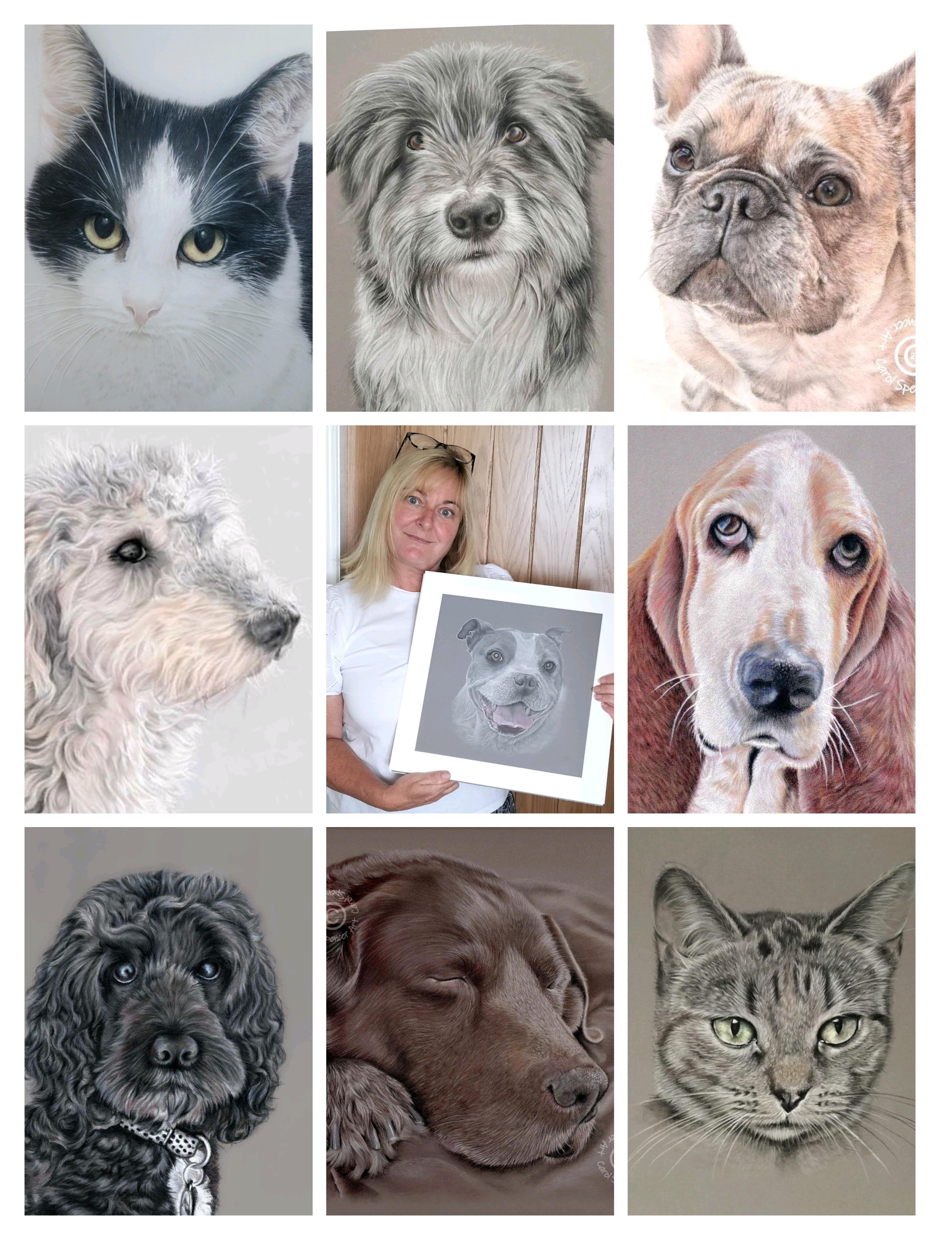 Collage of work by Carol Spencer