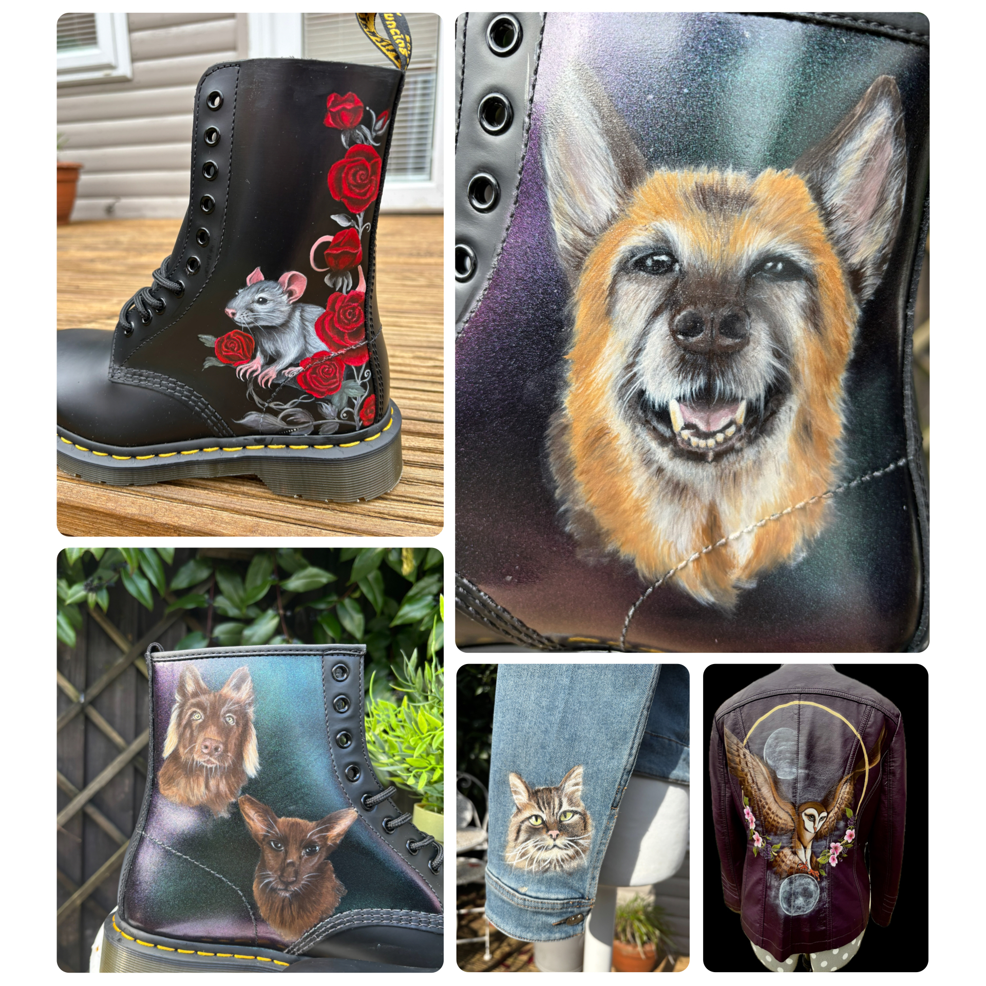 Collage of leather art for Catherine McSweeney