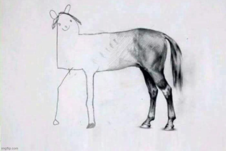 a poor drawing of a horse