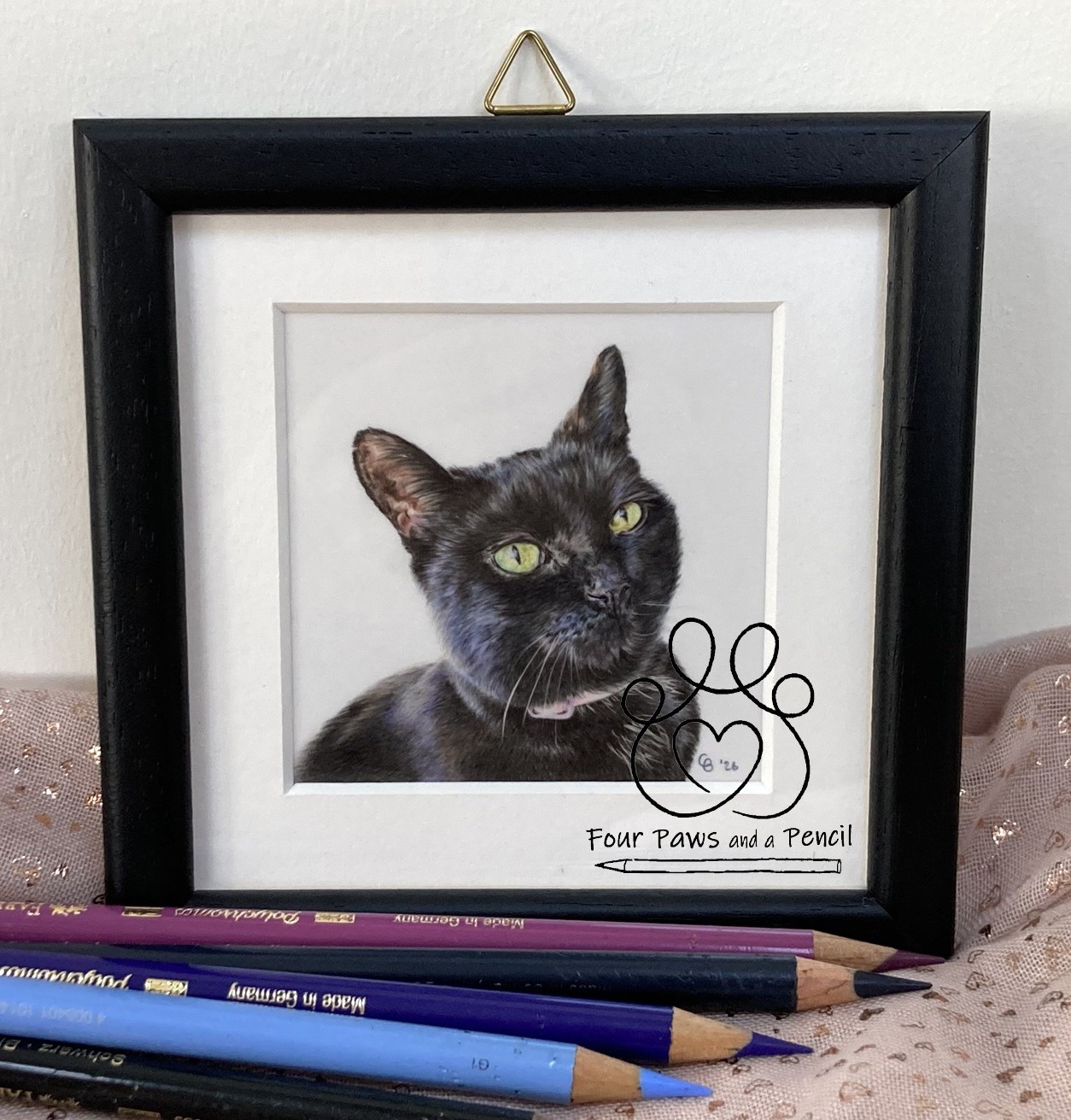 Cat portrait by Four Paws and a Pencil