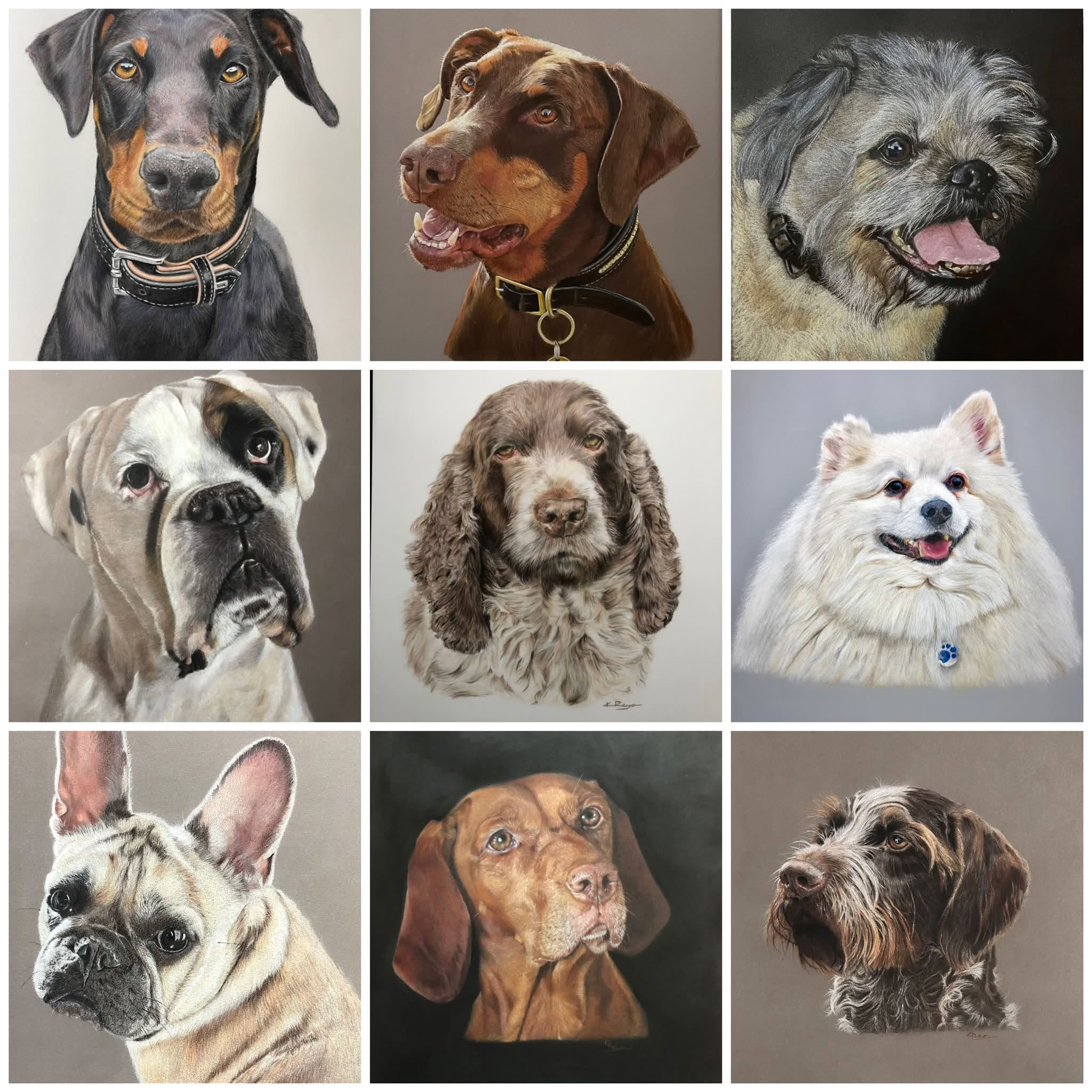Collage of dog portraits by Karl Royce