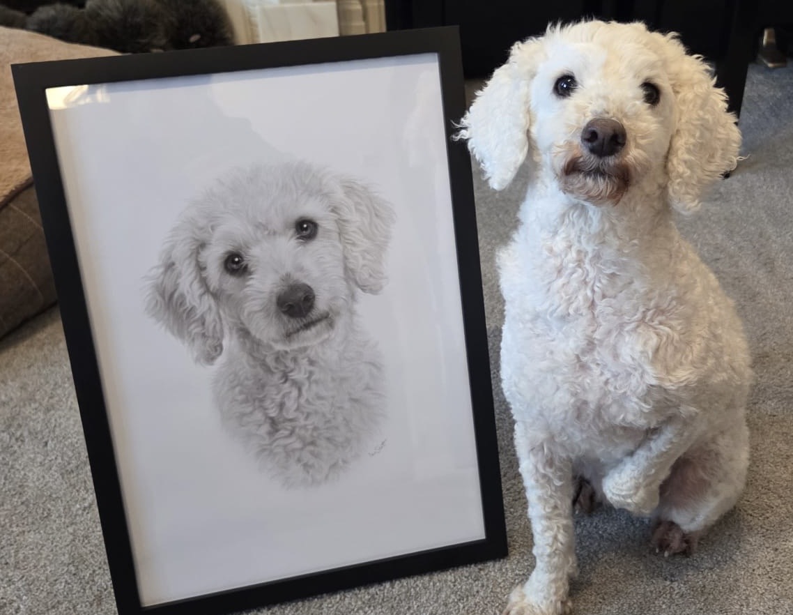Dog and their portrait by Ian Scott
